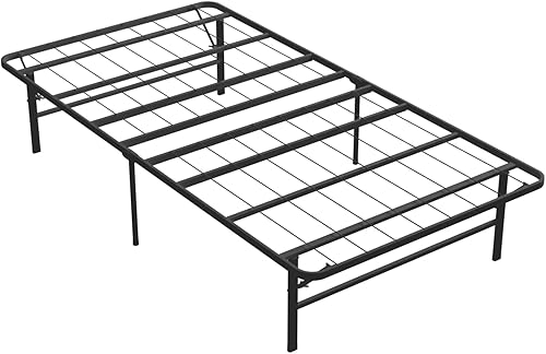 Miniatura 1 de BestMassage Base de cama plegable, marco de cama plegable de metal de 14 pulgadas con almacenamiento debajo de la cama, marco de acero resistente,