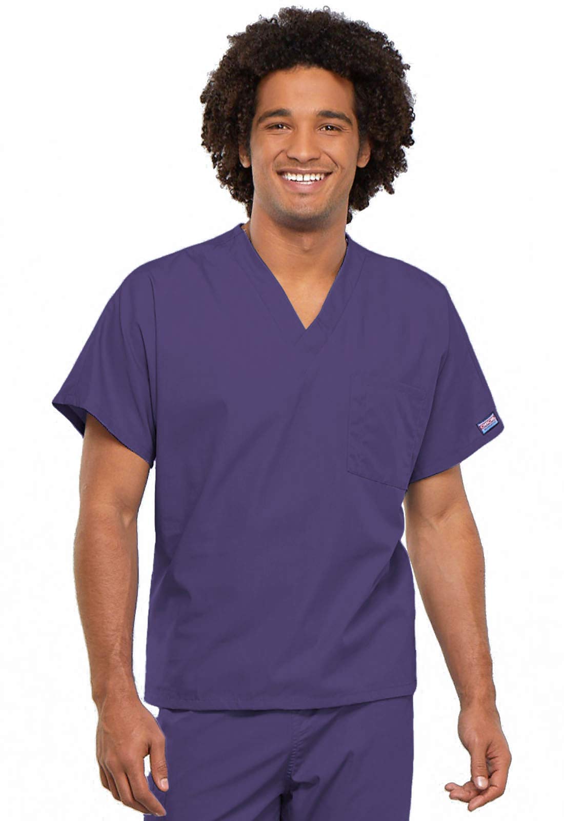 Cherokee Conjunto de ropa quirúrgica para hombres y mujeres de, ajuste tradicional cuello en V 4777 con pantalón cargo de tiro natural con cordón 4100, uva - L Top/L pantalón corto