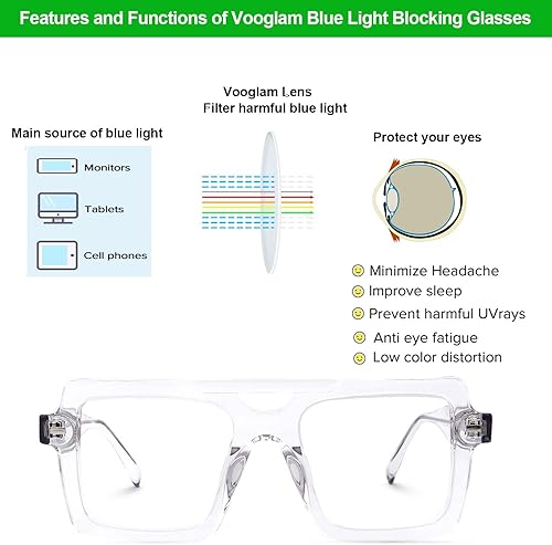 Miniatura 4 de VOOGLAM Gafas de aviador con bloqueo de luz azul para hombres y mujeres, anti fatiga ocular UV Irwin