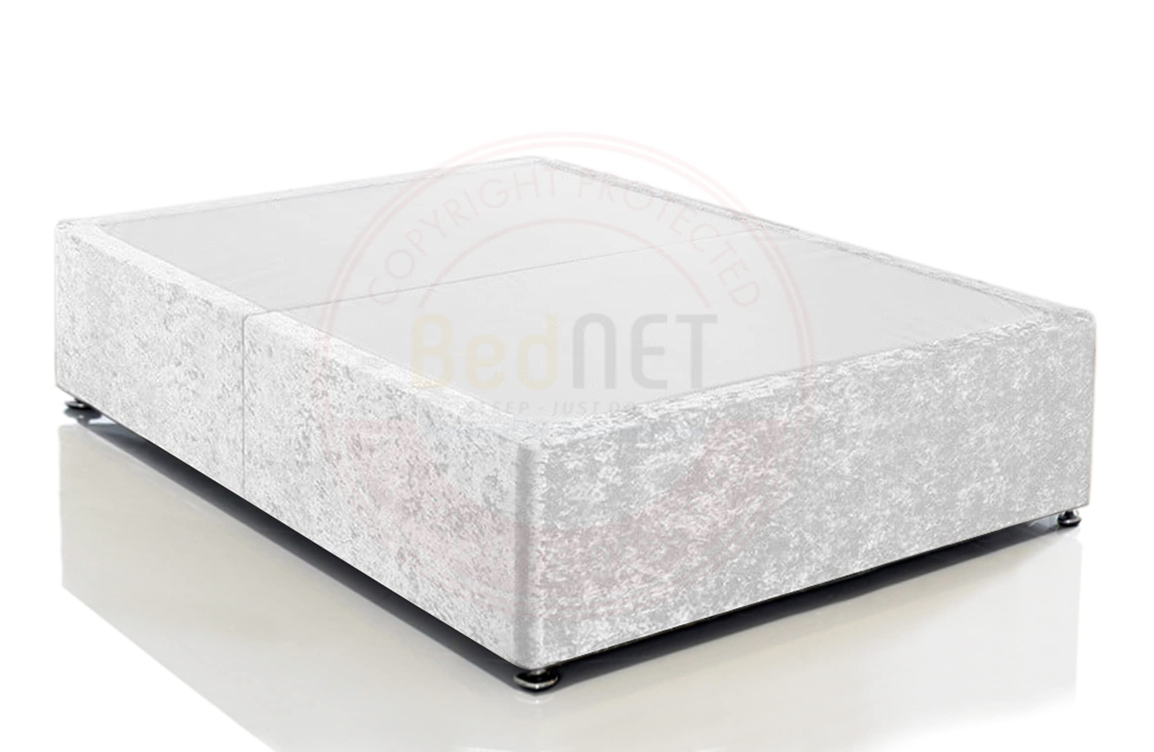 BEDNET Crushed Velvet Divan Bed Base Only | Divan Bed Base | Divan Bed Frame | Divan Bed With Storage (Single (3FT) - 2 Drawer, White)