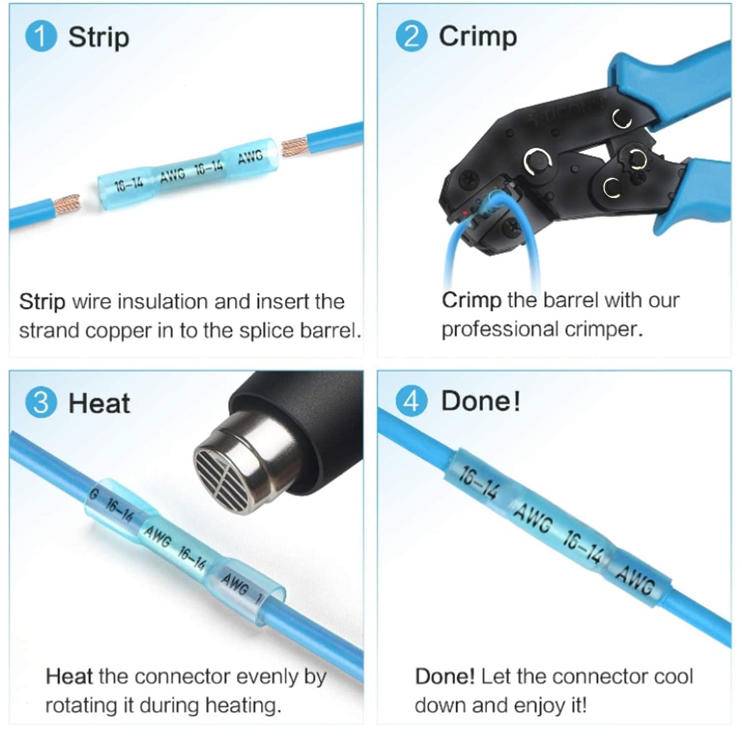 100 Pièces Connecteur Gaine Thermorétractable, 10-26 Awg Cosses Bornes