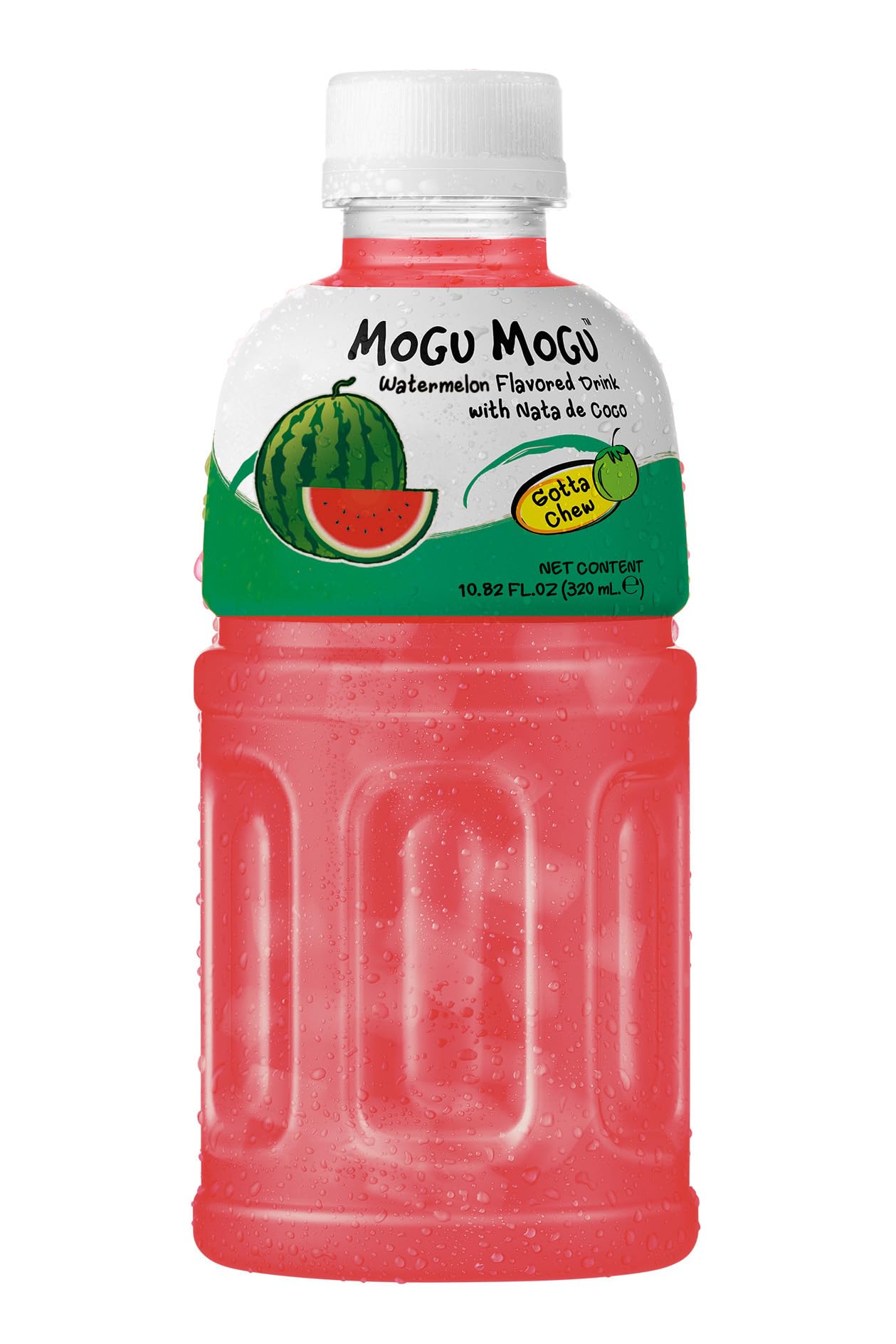 Mogu Mogu Watermelon Juice with 25% NATA De Coco (coconut jelly) | Energy Booster | Full of Fruit Fibres | No Added Preservatives and Colours | Juice Bottles Made for Adults and Kids-320ml - 1 Pack.