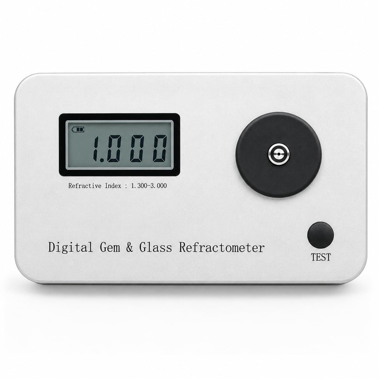 Refractómetro digital de piedras preciosas 1.300-3.000 RI con bloques de calibración | Diseño sin aceite, pantalla LCD retroiluminada, batería de 700 mAh, carga tipo C y apagado automático de 1 minuto.