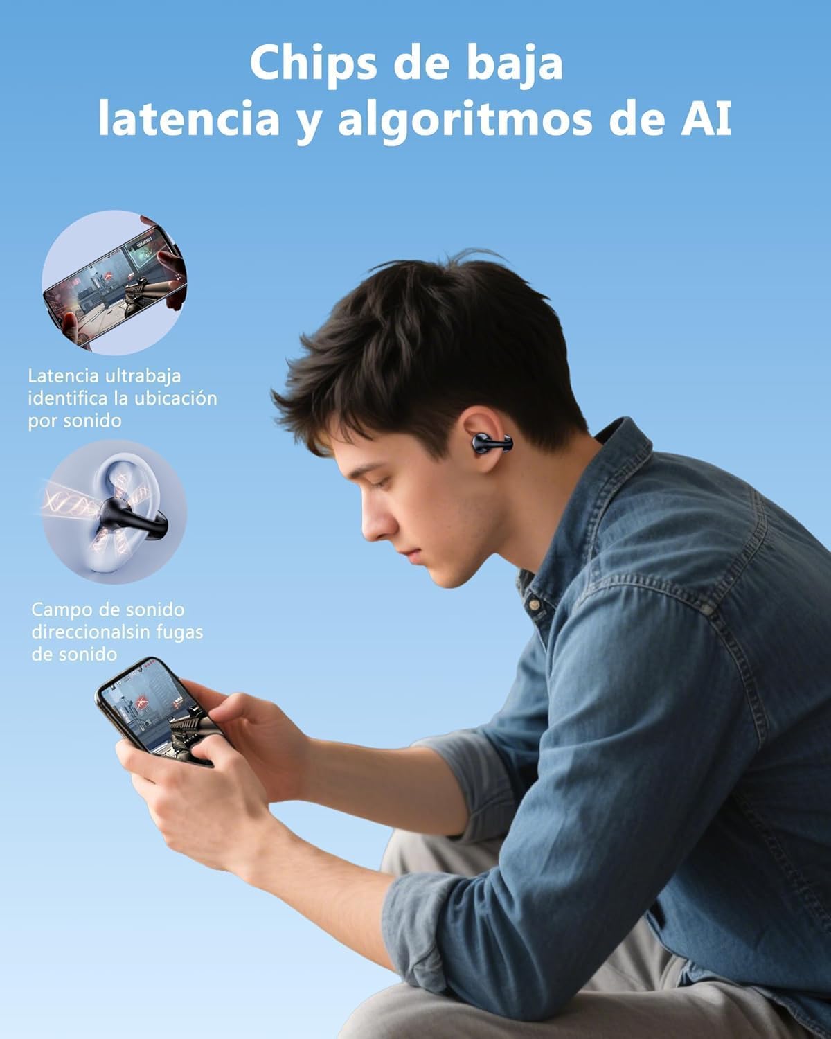 Paekole Auriculares Inalámbricos Bluetooth 6.1 Open Ear Clip 80H IPX7 | Clip oreja, Audio Direccional, 80H batería, Pantalla LED, driver 16.3mm, IPX7, Bluetooth 6.1, botón físico, carga USB-C
