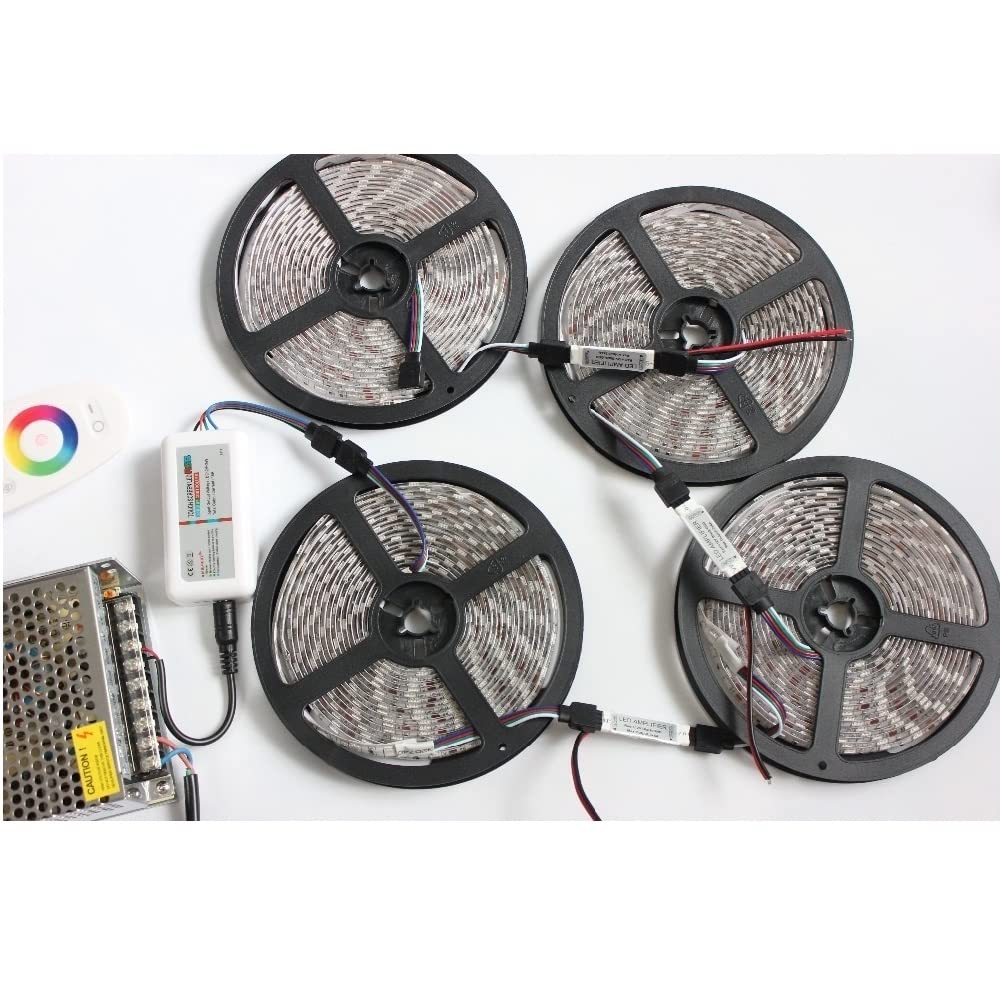 LED Accesorios decorativos 5m 10m 15m 20m DC12V 5050 RGB LED Tira impermeable RGBW RGBWW LED Tiras de luz 60led Agregar controlador Amplificador de potencia calificado 4 Exterior / interior