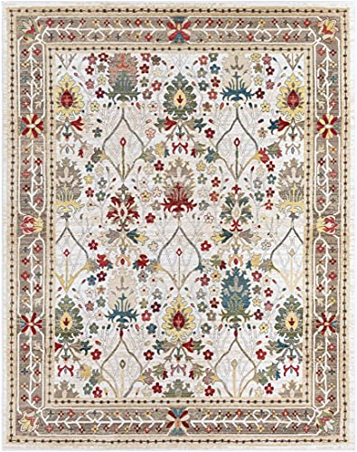 Neola Boho Floral Living Room Bedroom Multicolor Area Rug - Floral - Bohemian Vintage Look - Oriental Persian Pattern - Beige, Brown, Green, Red, Blue, Yellow - 5'1" X 7'5" #TOP5