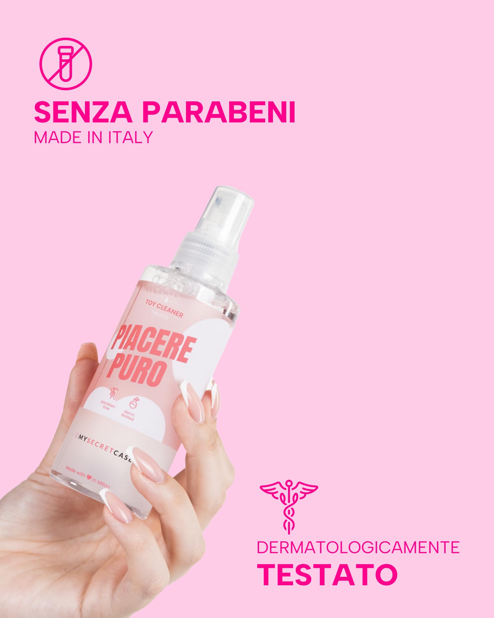 MySecretCase Detergente Disinfettante per Sextoys e Coppette Mestruali 150 ml, Toycleaner Antibatterico e Antisettico a Base d'Acqua (150 ml)