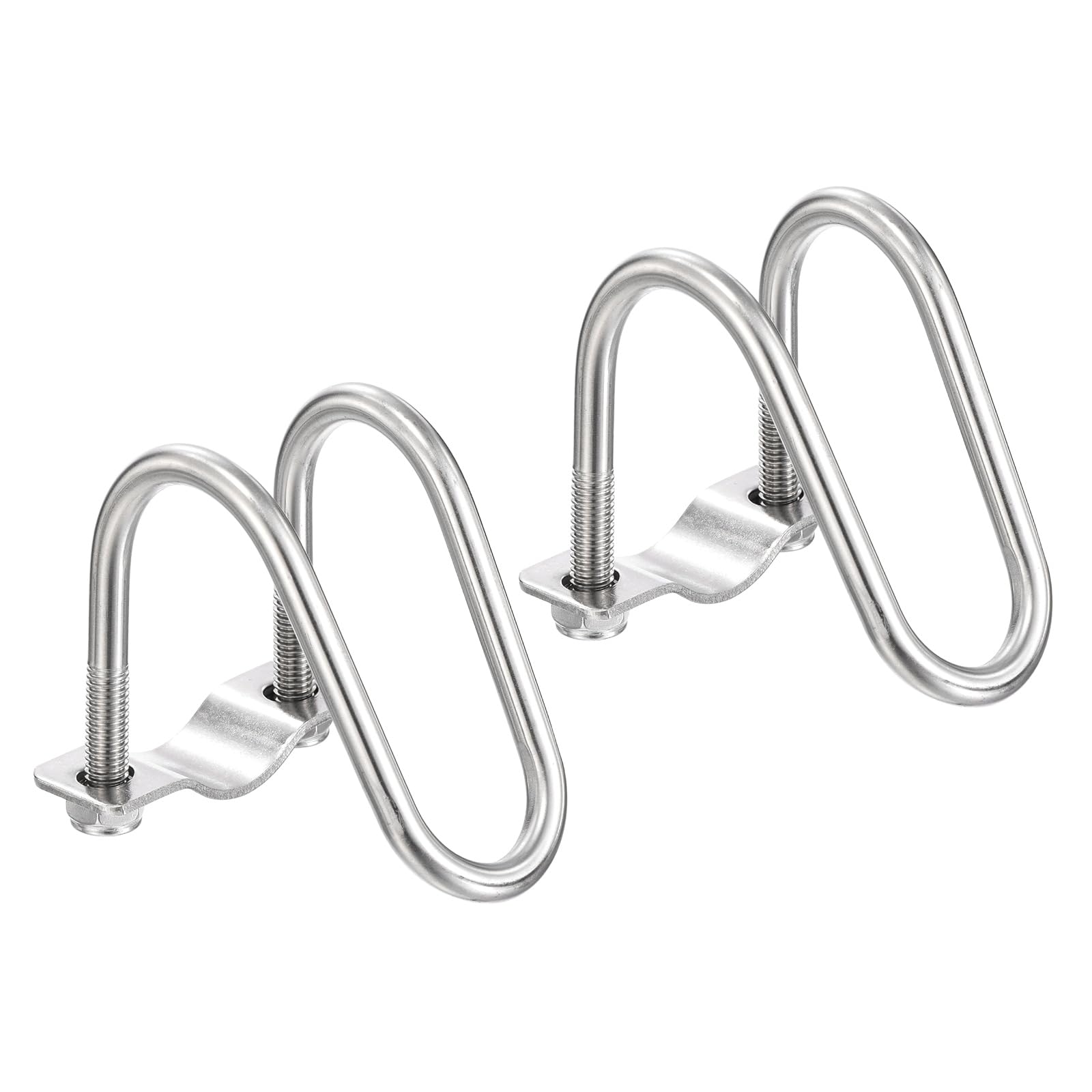 sourcing map 2pcs Cross Pipe Clamp 25mm x 32mm (0.98" x 1.26") M8 304 Stainless Steel U-Shaped Tube Buckle Crossover Steel Pipe Connector for Farm Greenhouse Awning Frames Nursery Fence