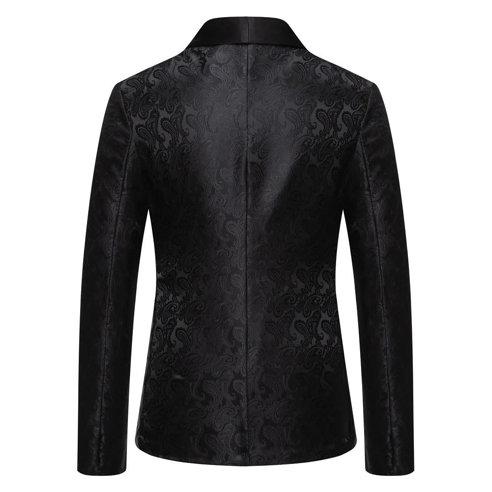 Giacca Elegante Paisley Jacquard per Uomini con Risvolto, Giacca Smoking A 1 Bottone Slim Fit con Tasche per Festa di Natale