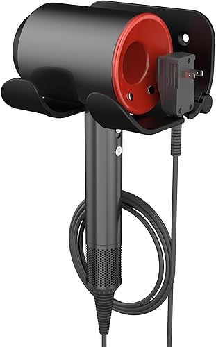 Miniatura 1 de FUNTIN Soporte de pared para secador de pelo, organizador de secador de pelo montado en la pared, organizador de herramientas para el cabello para