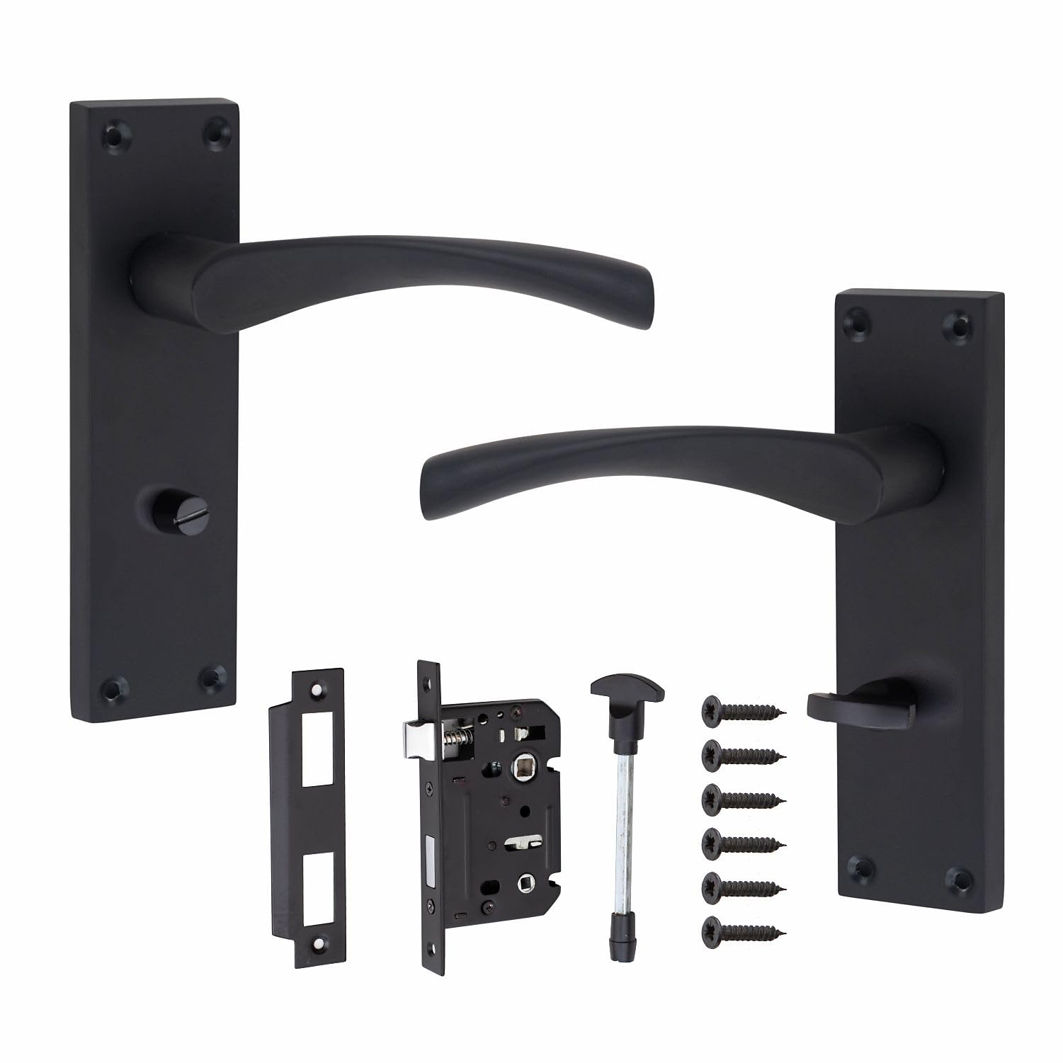 Golden Grace Victorian Matt Black Scroll Astrid Bathroom Door Handle Pair 150 X 40Mm