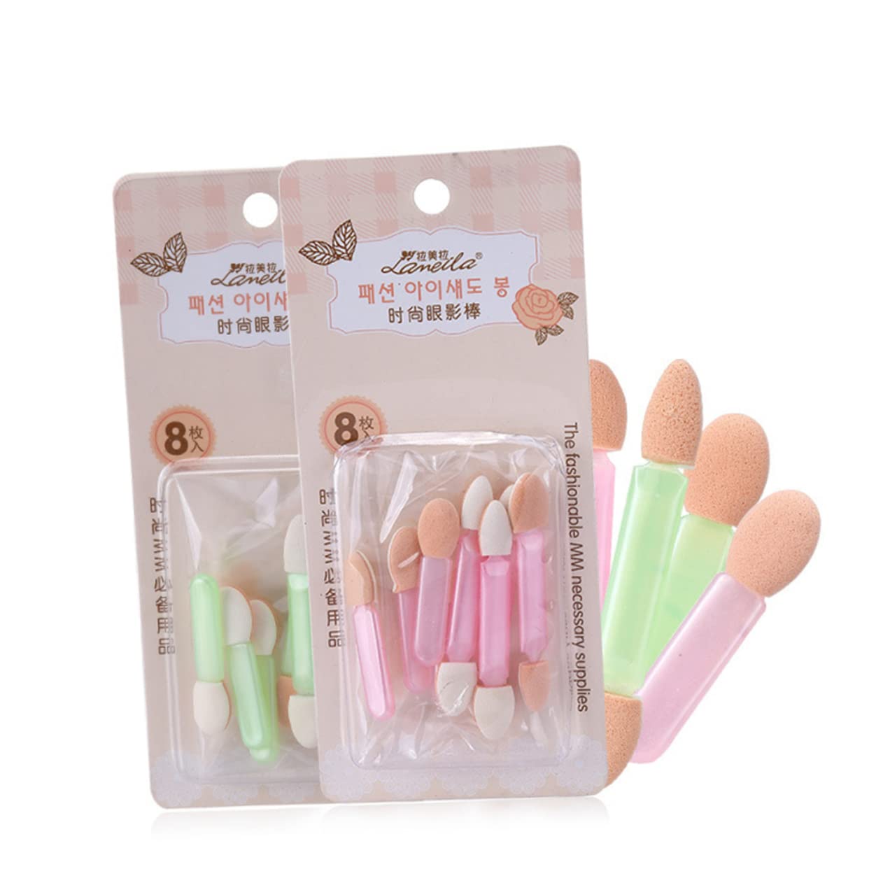 MERRYHAPY 8pcs Double-ended Sponge Eyeshadow Stick Dual Sided Makeup Tools Sponge Applicator for Face Brushes Eyeshadow Accessories Random Color