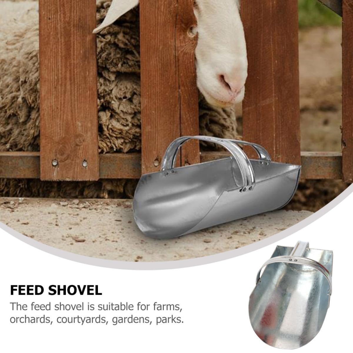Kisangel Paletta per Mangime in Ferro Spessa e Pratica per Forniture Agricole, Comoda da Usare, per Fattorie e Aree Verdi, Utensile Resistente Argento