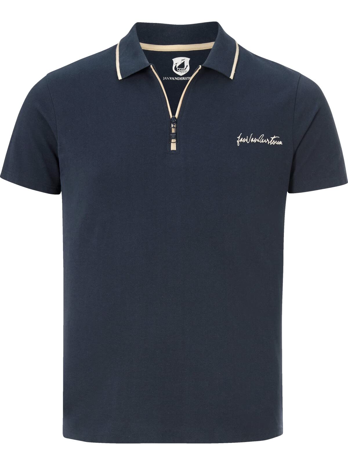 Jan Vanderstorm Herren Poloshirt Johar | aus reiner Baumwolle, große Größen L–7XL, bequemer Komfort-Fit für Männer, stylische Kontrastdetails, kurzarm