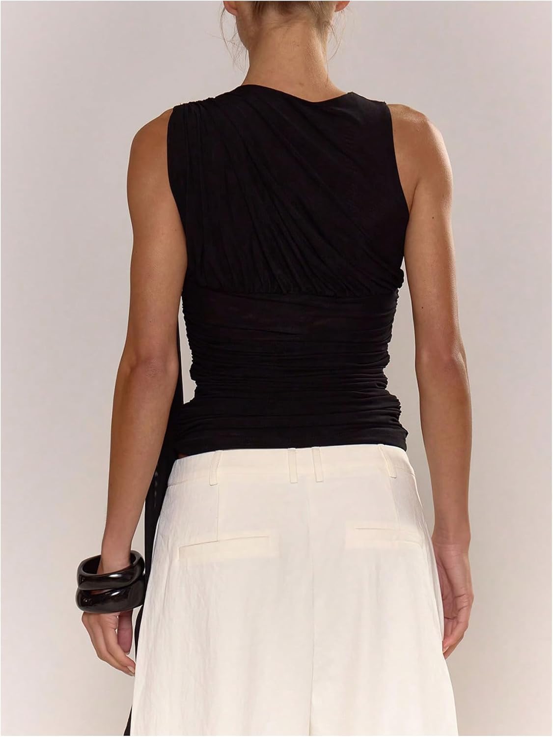 SweatyRocks Women's Ruched Mesh Tank Tops Slim Fit Sleeveless Going Out Shirts - Image 2