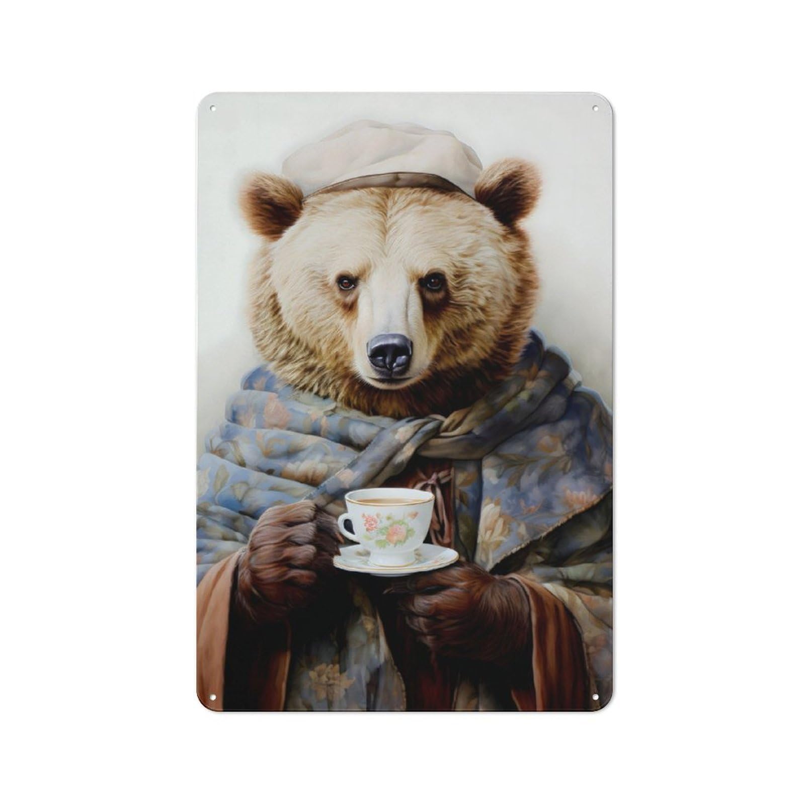 Junmoney Bear Coffee Rustic Metal Plaque 30X20cm For Hobby Room Or Studio, For Vintage Wall Decor Fans, For Garage And Workshop Walls