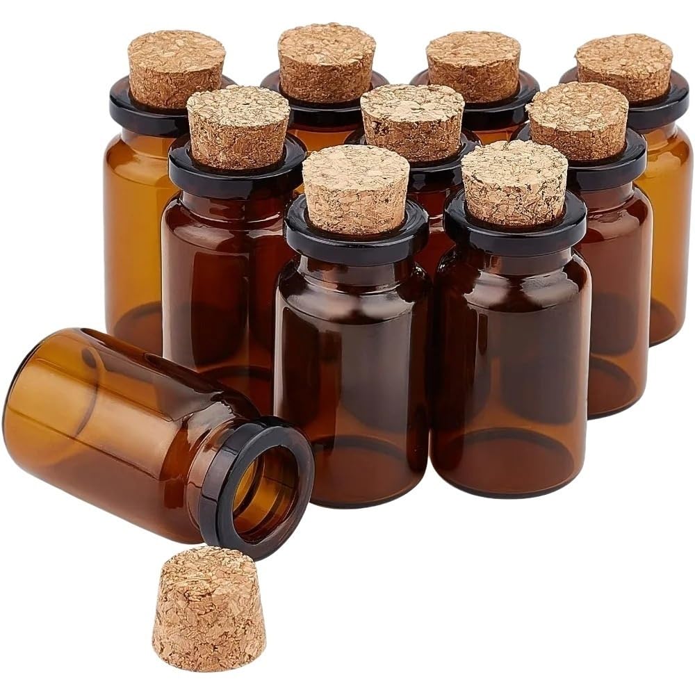 GOCENJIU Cork Stopper Jar 10pcs Glass Jars Bottles with Cork Stopper, 10ml Tiny Vials Mini Drifting Bottle for Arts Crafts Decoration