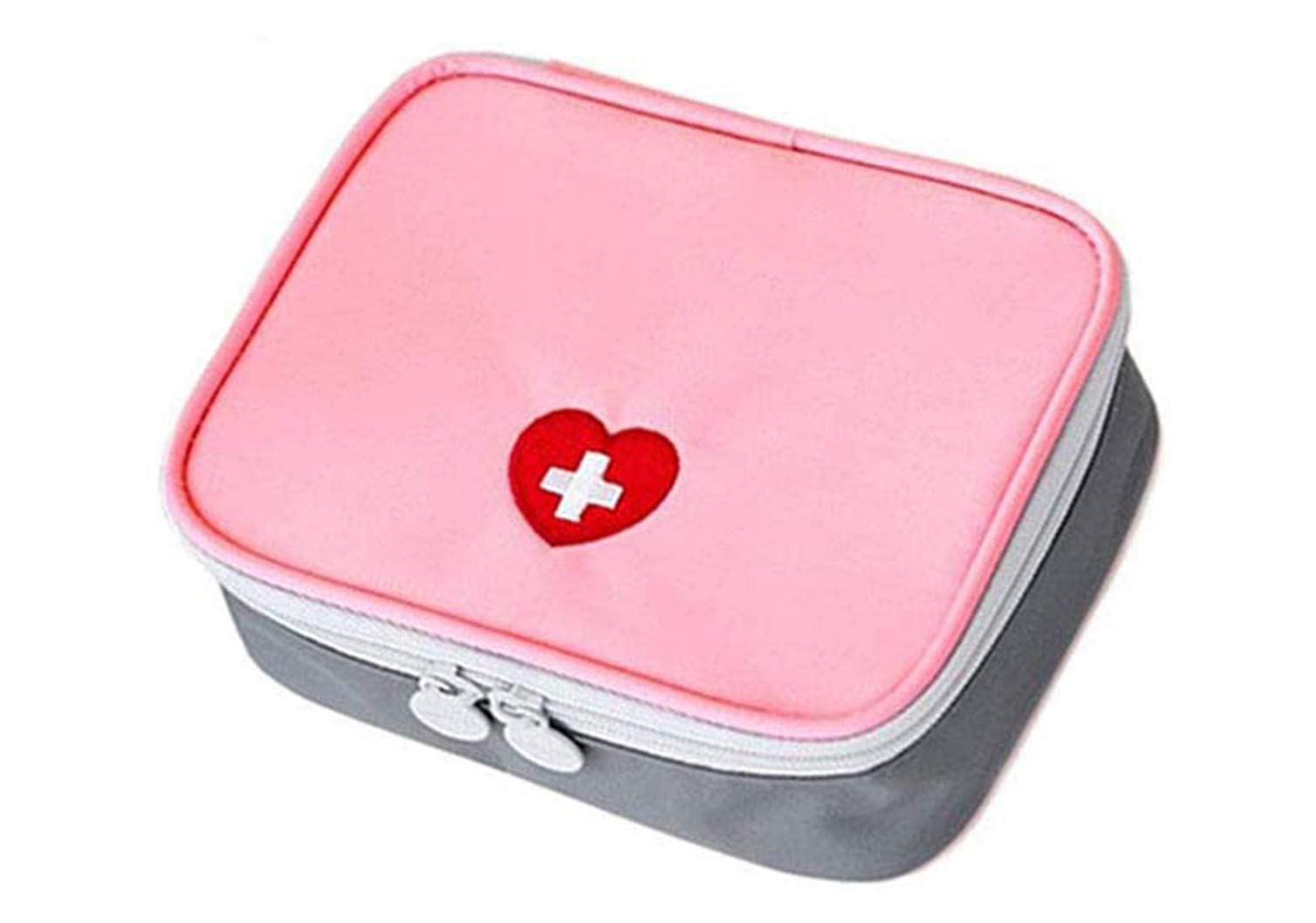 House of Quirk Fabric Portable First Aid Empty Kit Pouch Mergency Survival Bag Medicine Bag For Home Office Travel Camping Sport Backpacking (Pink)