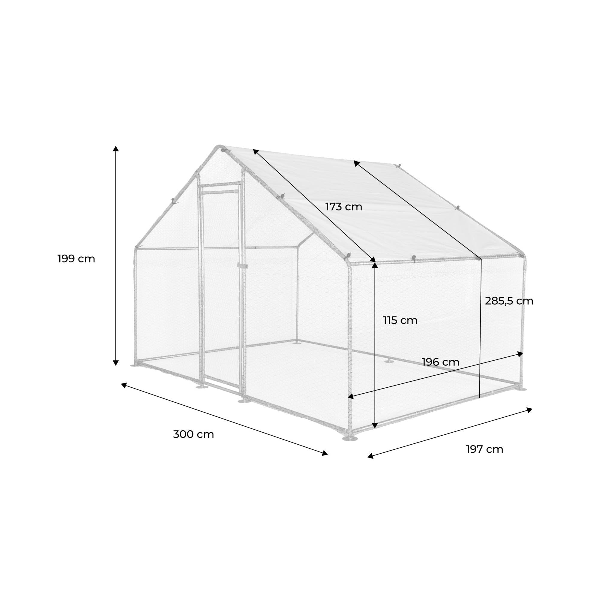 Alice's Garden - Enclos pour poulailler 6m² - Babette - Volière en Acier galvanisé. bâche de Toit imperméable et Anti UV. Porte avec loquet. enclos pour Animaux 3x2m