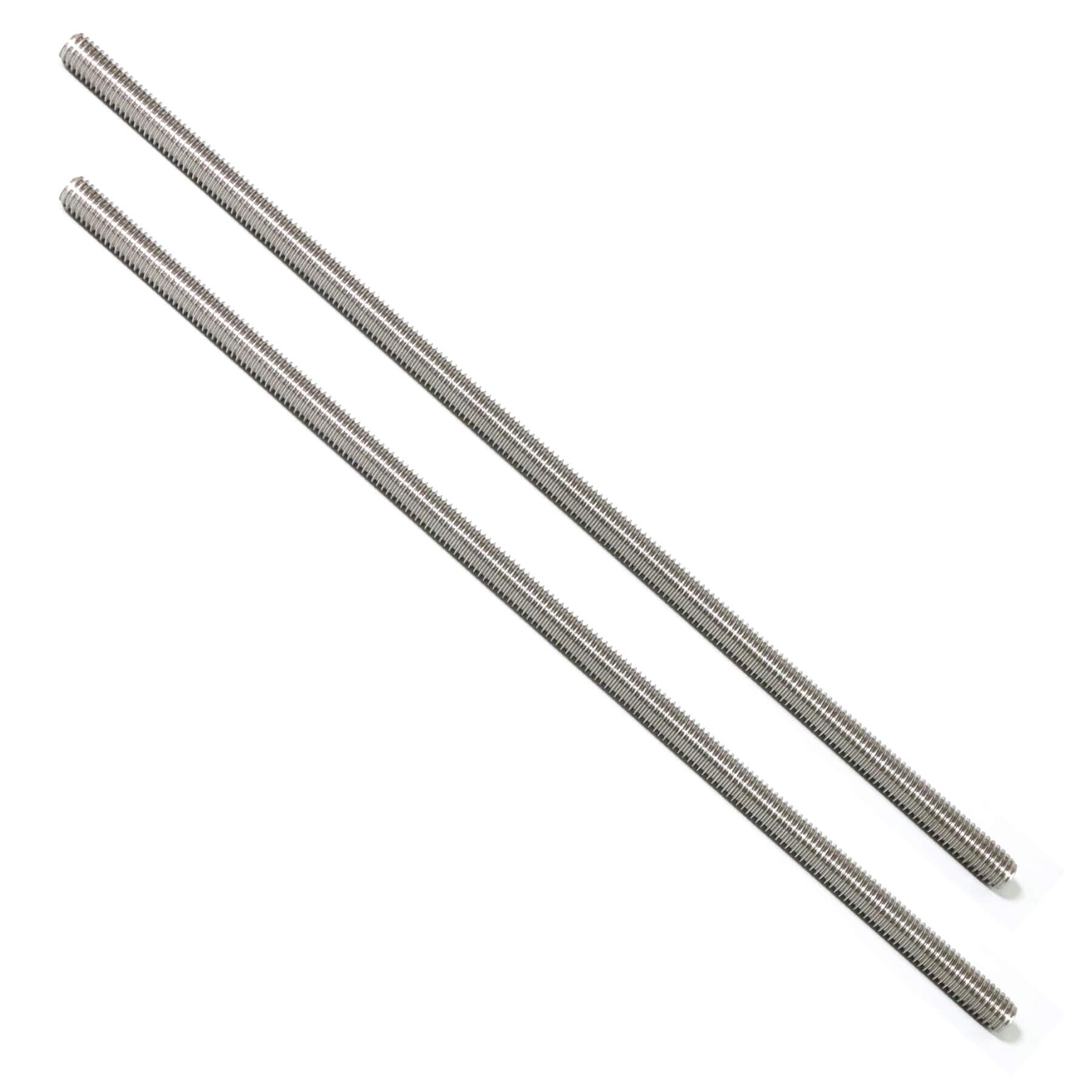 Stainless Steel Fully Threaded Rod, 3/8" -16 Thread Size, 12" Length, Right Hand Threads, 2 Pieces