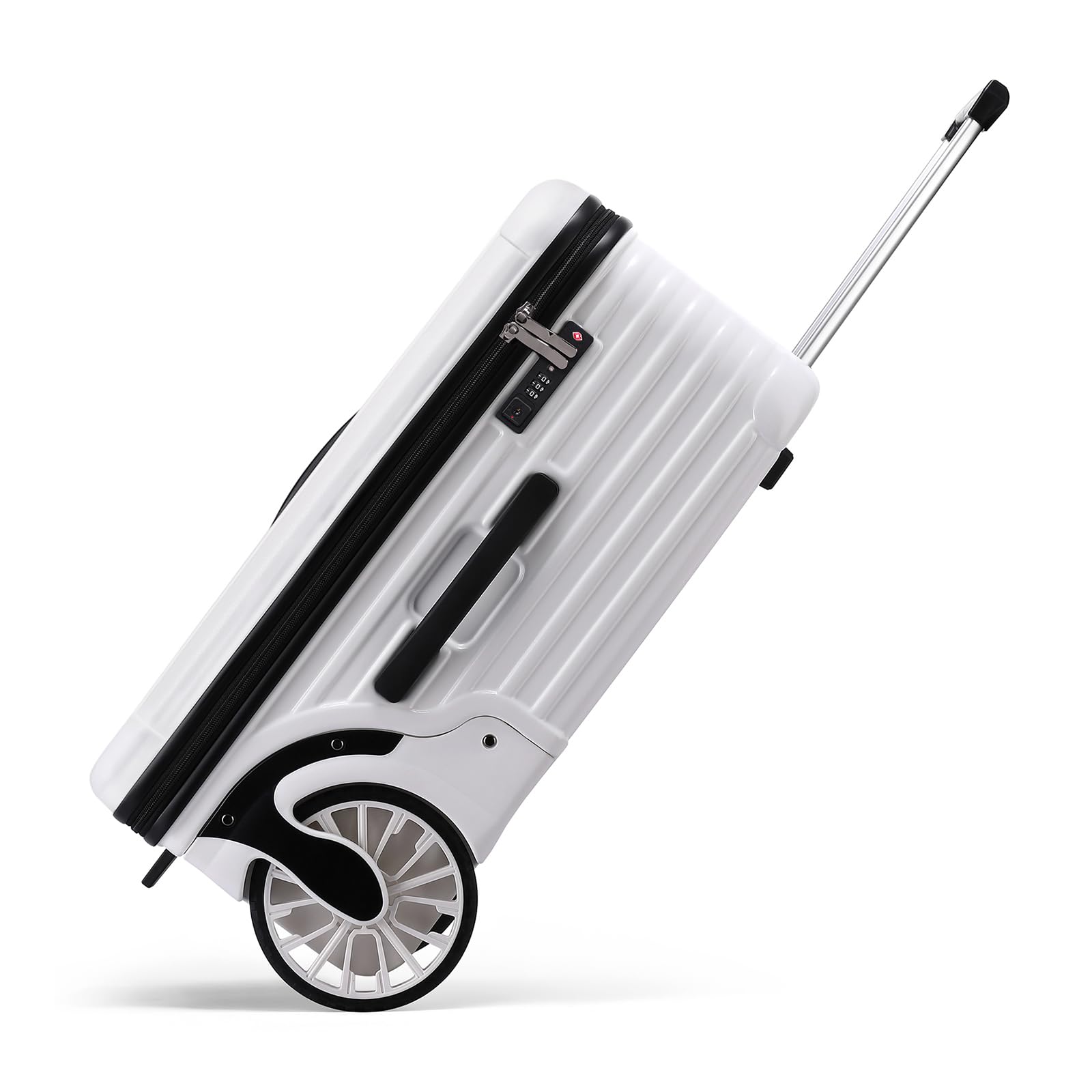 ROPLUS Extra Large Wheels 80L Luggage Hard Shell Suitcase Top Opening Hardside Travel Checked Luggage with TSA Lock (White, 25-Inch)