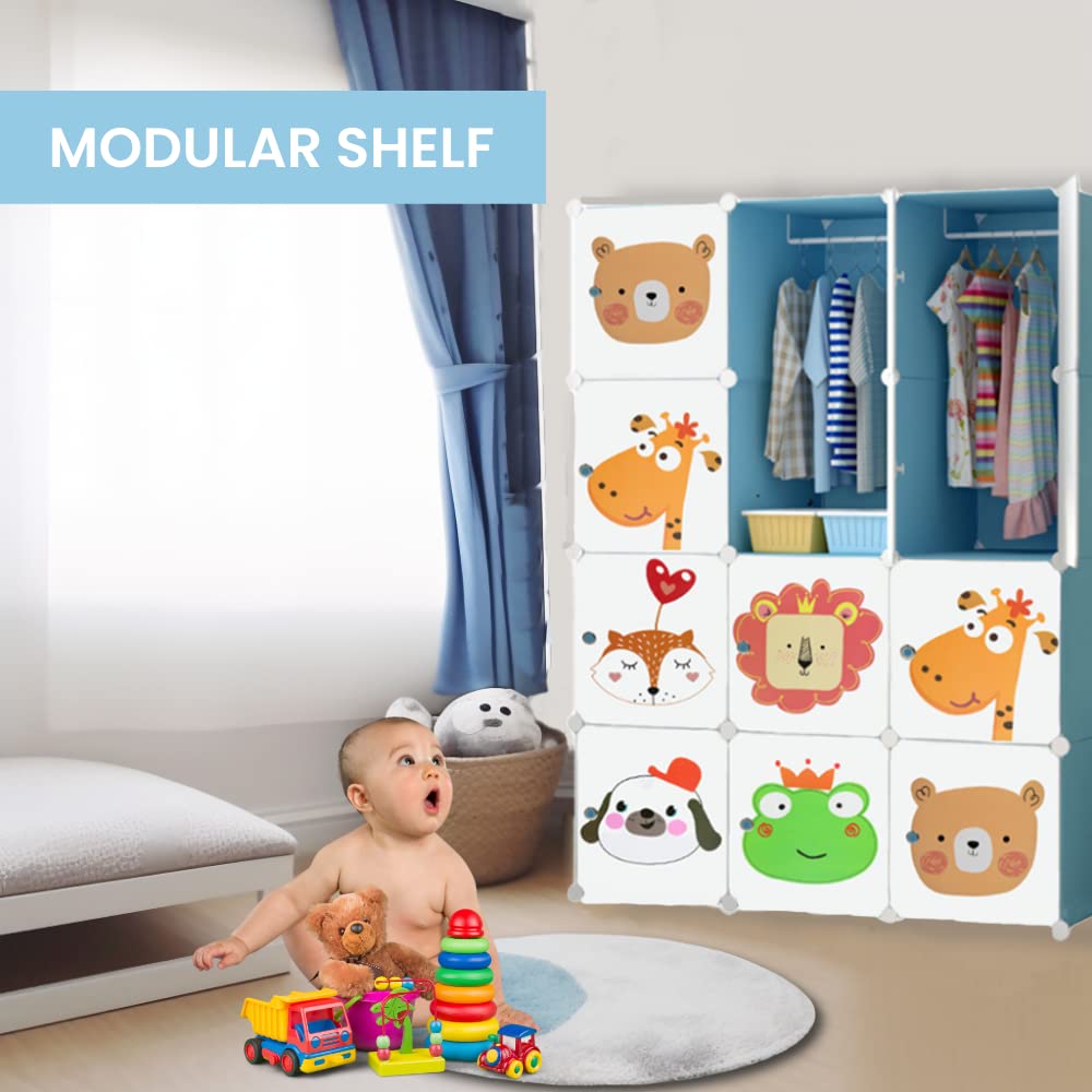 Armadio Modulare per Bambini, Scaffalatura Modulare, Armadio per Bambini, Organizer Modulare, Scaffale per la Casa, 12 Moduli, 140x105 cm