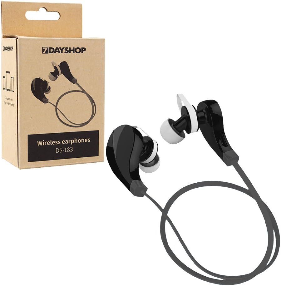 7dayshop Sport V4.0+EDR Bluetooth Wireless Sport Stereo Earbuds Headphones Headset with Mic - Funk Black