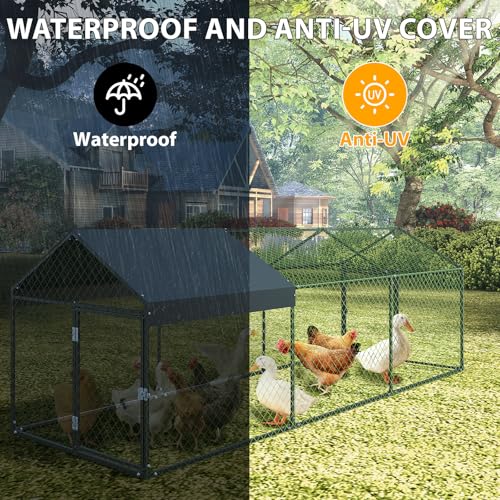 120"x40"x40" Large Chicken Coop, 3 Compartments Chicken Run with 2 Doors & Waterproof Cover, Walk in Poultry Cage for Hen, Rabbit, Duck, Goose, Black - Image 5