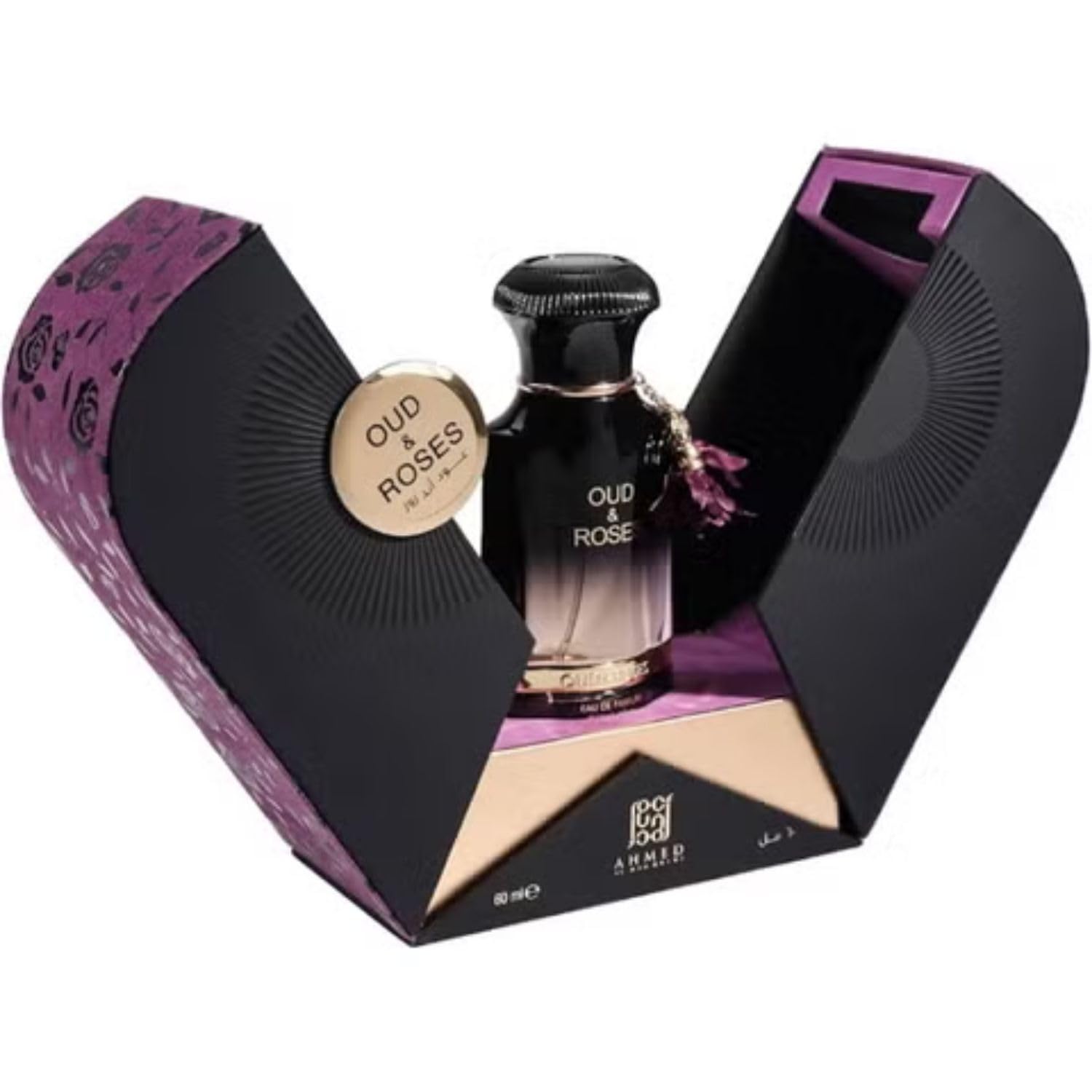 Ahmed Al Maghribi Oud and Roses Eau de Parfum 60 ml – Unisex Duft mit Oud, Türkischer Rose, Indischer Rose, Sandelholz & Amber