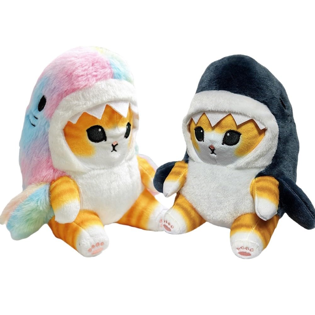 smilewill 2 Pieces Plush Cat Kawaii Shark Cat 22 cm