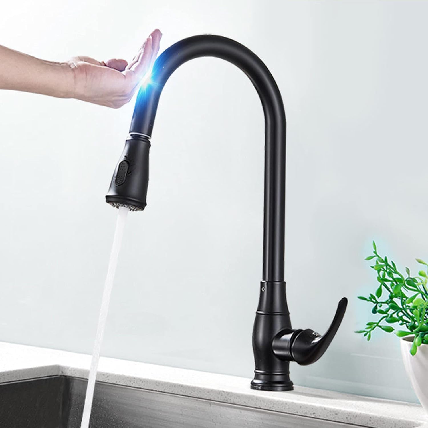 Sensor Kitchen Faucets Black Smart Touch Inductive Sensitive Faucet Mixer Tap Single Handle Dual Outlet Water Modes