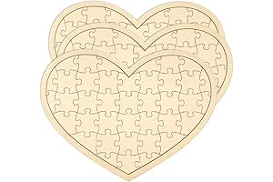 3 Pack Blank Wooden Heart Shaped Jigsaw Puzzles