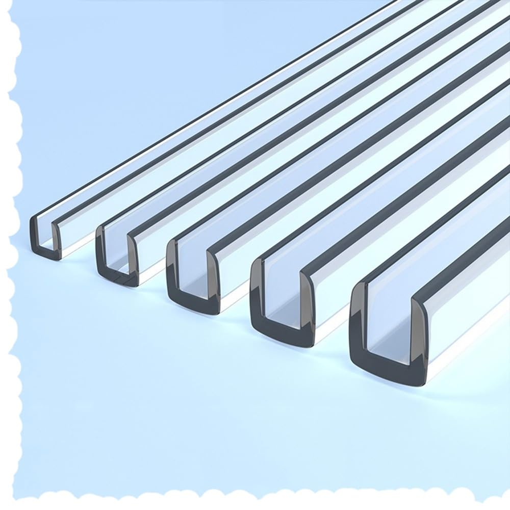 HAEKEBC 3m Transparenter U-Form Eckenschutz Kantenschutz Klemmprofil Für Glastische, Kantenschutzstreifen Selbstklemmend Tischkantenschutz(0.5-1.5mm)