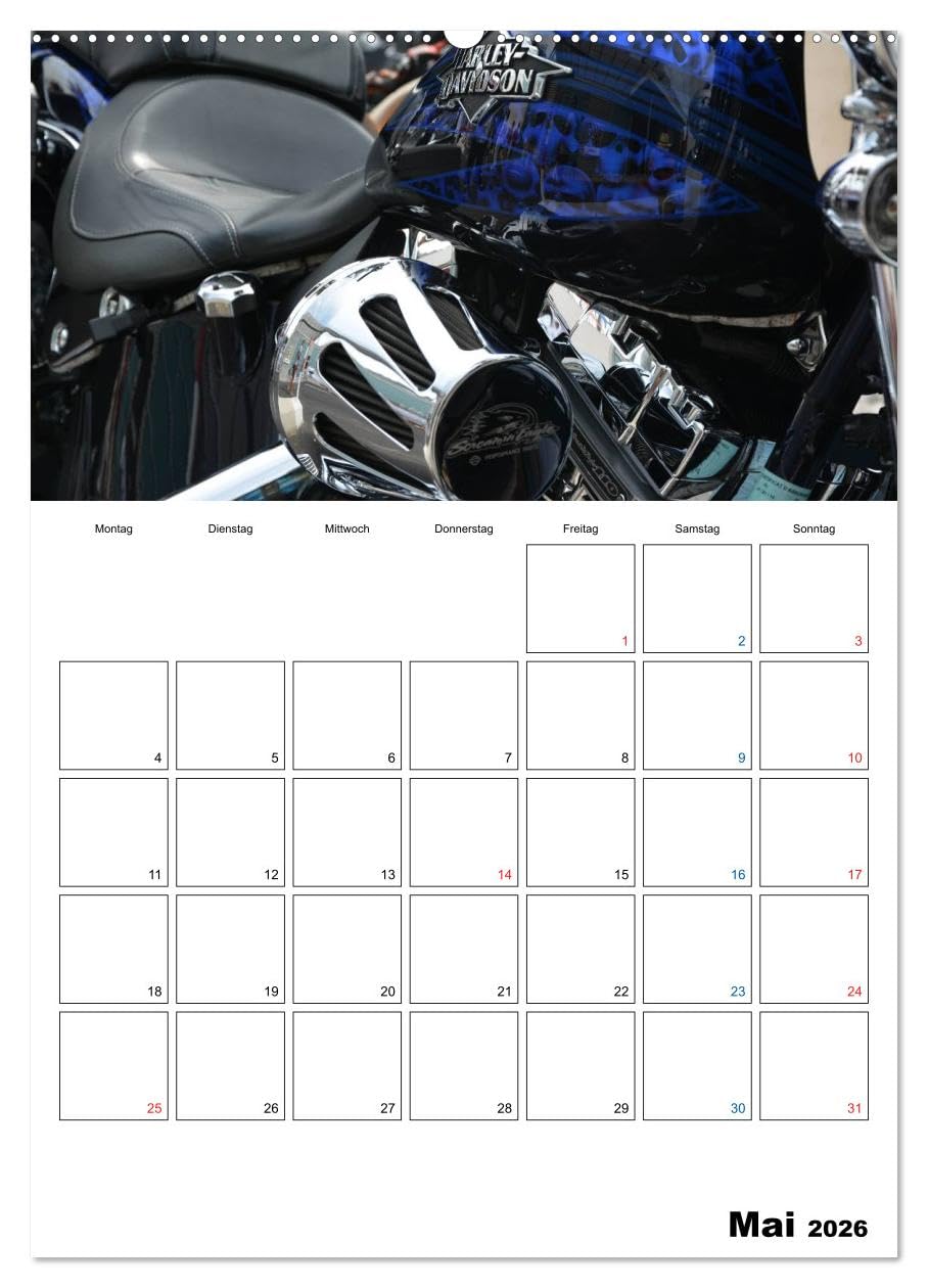 Harley Davidson Familienplaner (hochwertiger Premium Wandkalender 2026 DIN A2 hoch), Kunstdruck in Hochglanz: Familienplaner für Harley-Fans (CALVENDO Hobbys)