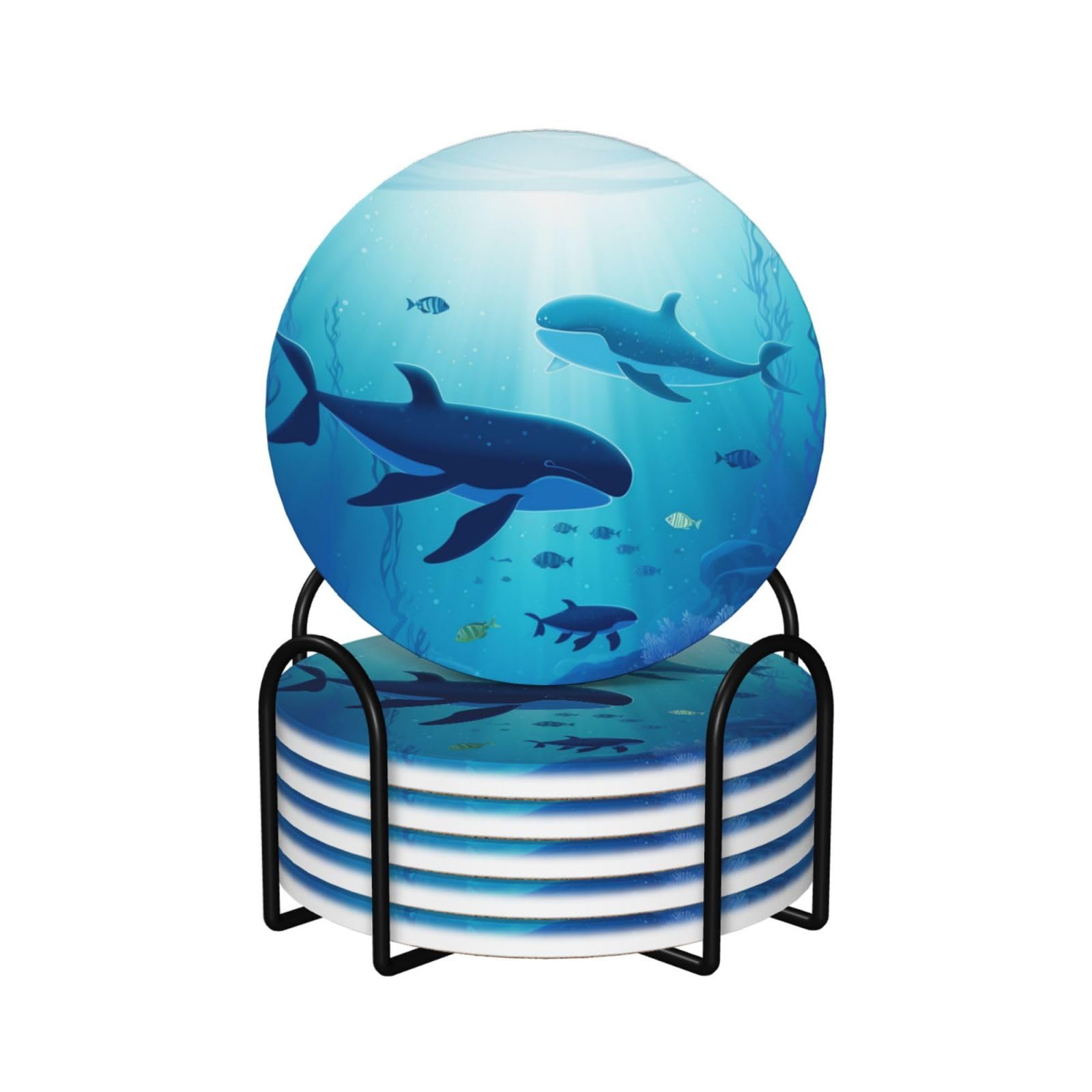 Dessous de verre en céramique durable et élégant motif baleines