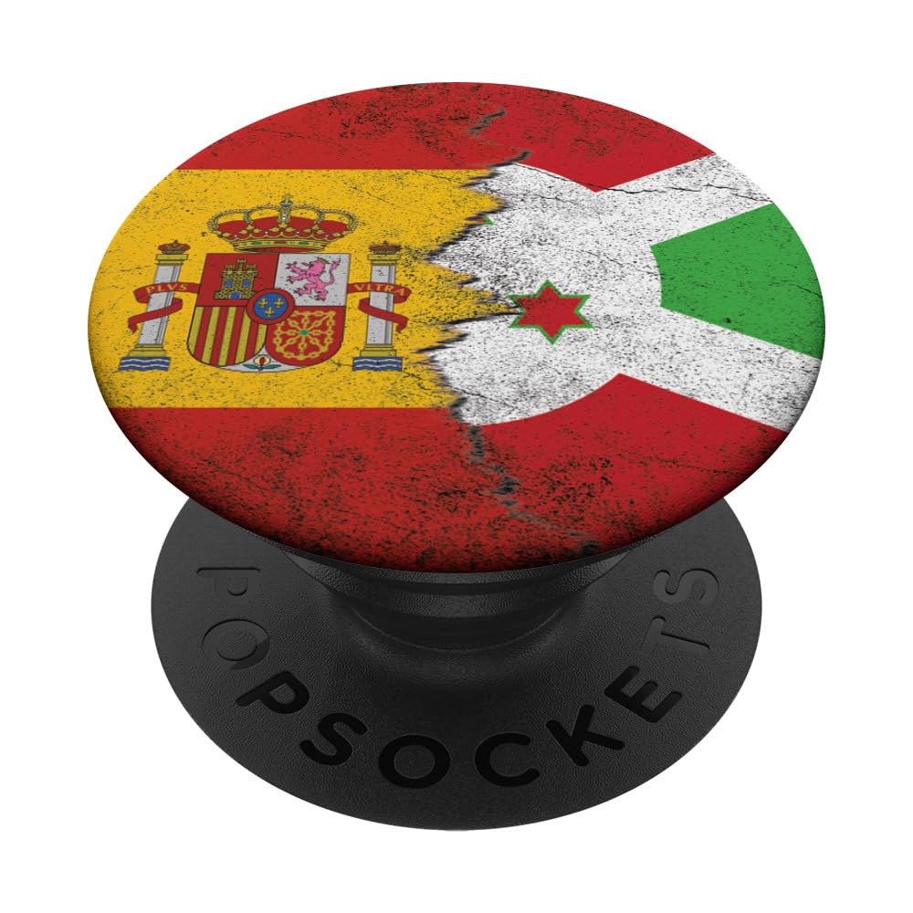 Spain Burundi Flags - Spanish Burundian PopSockets Swappable PopGrip, Black