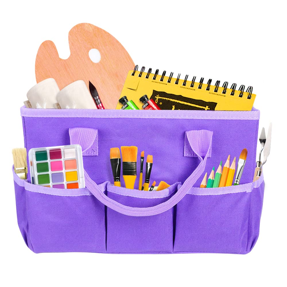 Sponsored Ad - Art Organizer Desktop Craft Storage Tote Bag for Crafts, Sewing, Paper, Art, Canvas, Supplies Storage Organization with Handles for Travel or Daily Use (Purple, Small)
