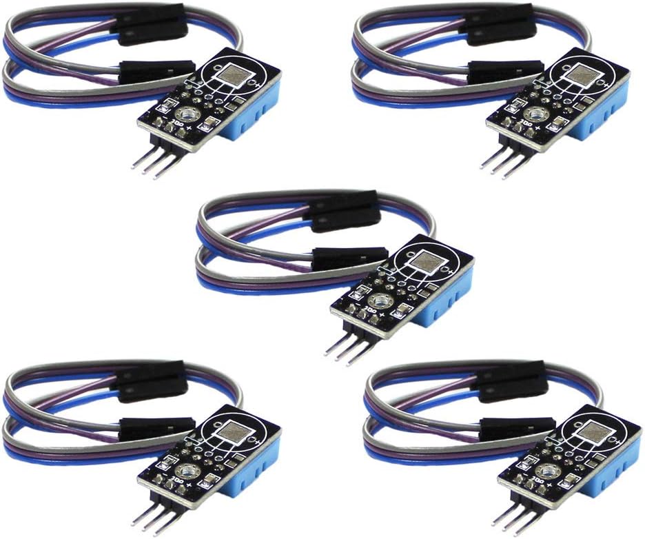 Comidox 5Sets 3.3V-5V DHT11 Digital Temperature Humidity Sensor Module for Arduino Raspberry Pi(Dupont Line Included)