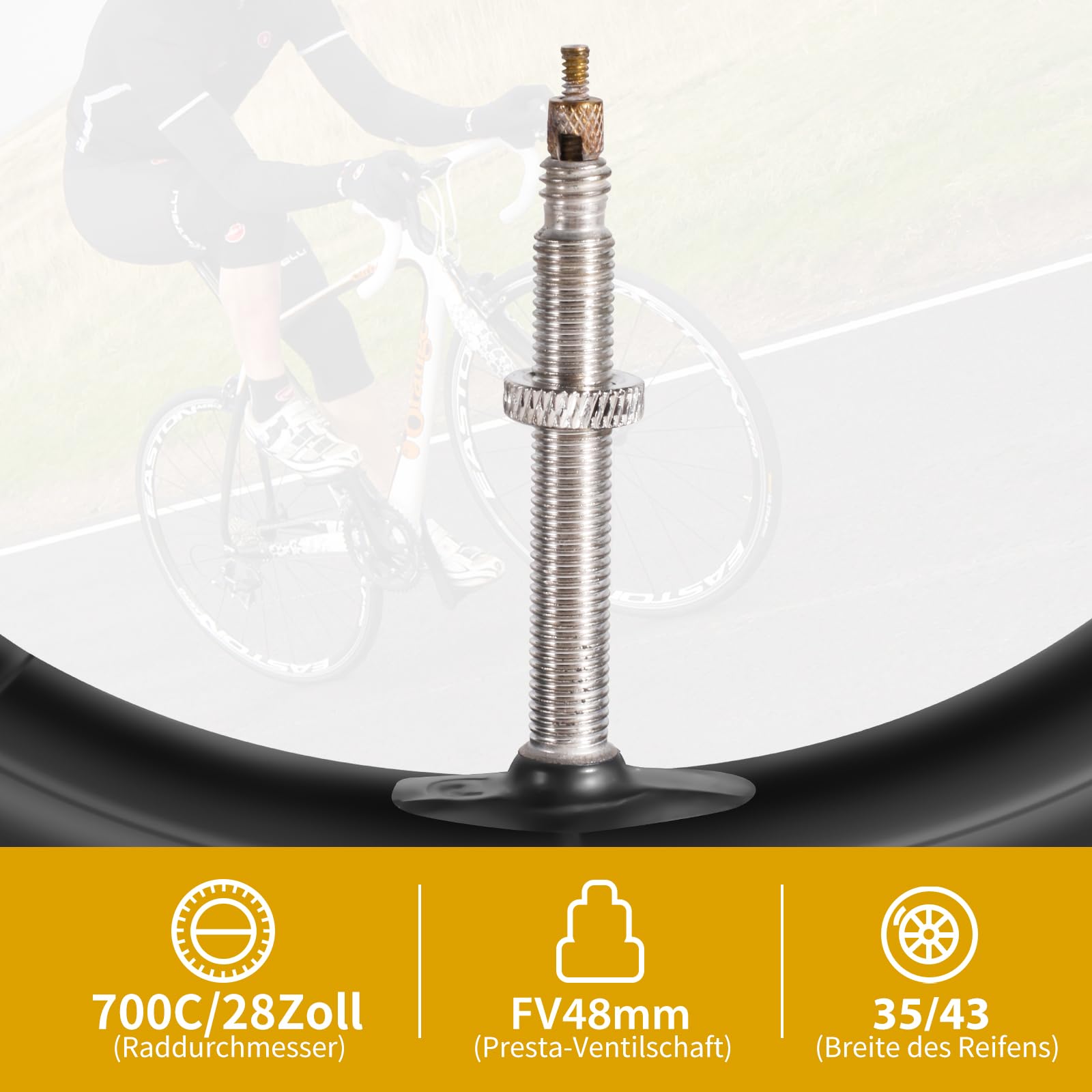 Chambre à air de vélo 700X35-43c chambres à air de vélo de route AV L48mm caoutchouc butyle pour 700x35c/38c/40c/42c/43c Chambre à air de vélo 700X35-43c chambres à air de vélo de route AV L48mm caoutchouc butyle pour 700x35c/38c/40c/42c/43c