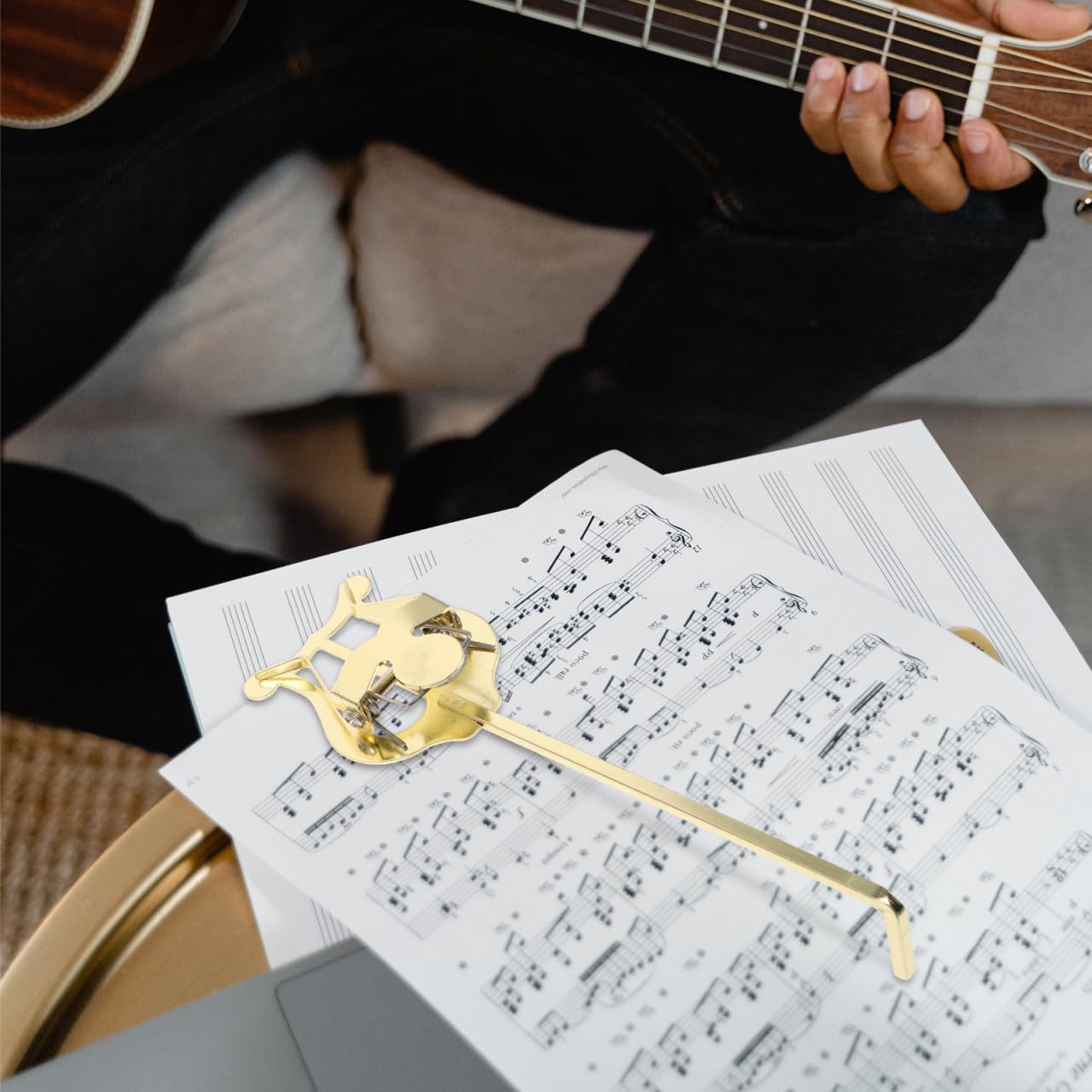 Soporte portátil de metal para partituras, tenedor de marcha, notas musicales Lyra, pinza para trompeta, corneta, ligero y robusto clip para instrumentos de viento