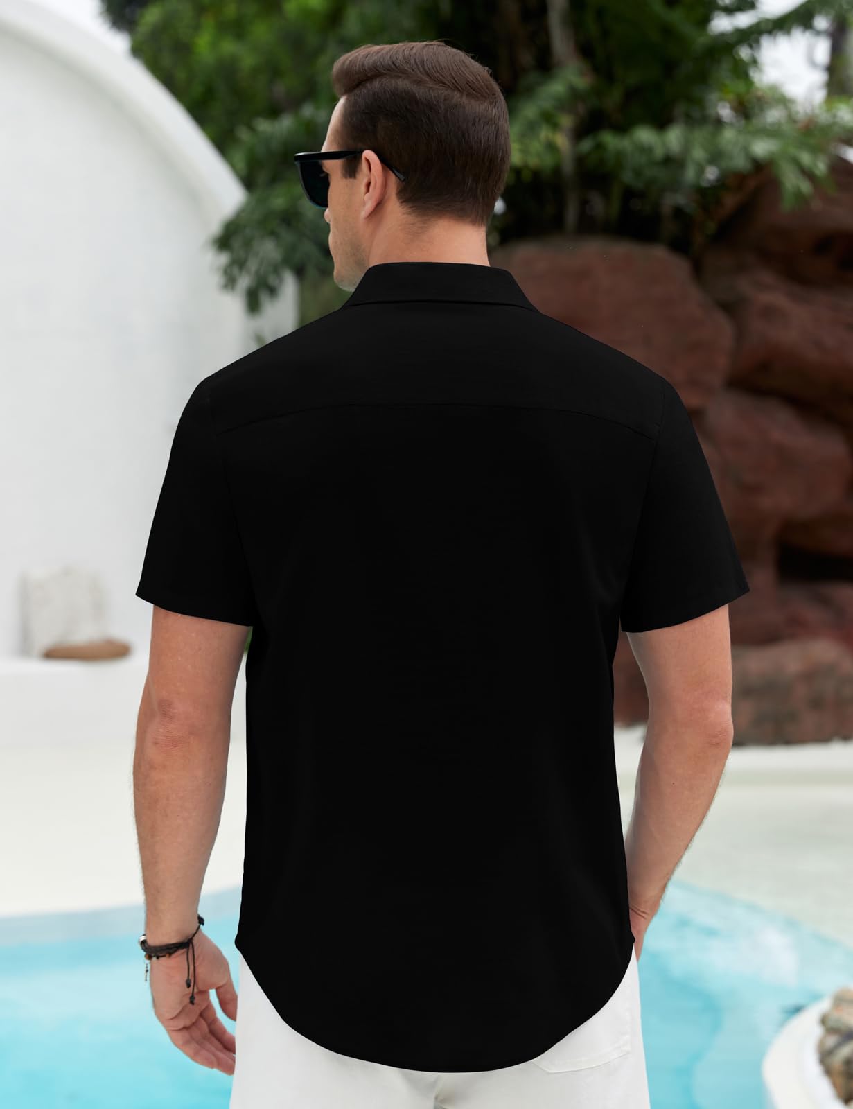 Lonya Chemise Lin Homme Manches Courtes Casual Été Chemisette Leger Plage Boutonnée Coupe Régulière Classique Solid Décontracté Tee Shirt
