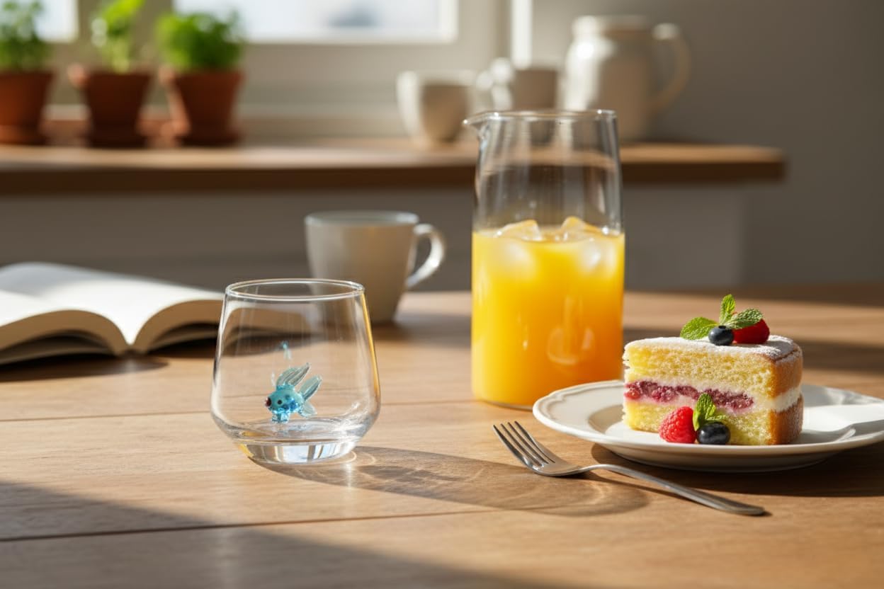 3D Drinking Glass Cup with Cute Animal Figurine Inside, Hand Blown Glass Fish Figure Inside Mug, Stemless Glass for Wine, Water, Milk, Beverages, 12oz (Fish) - Image 3