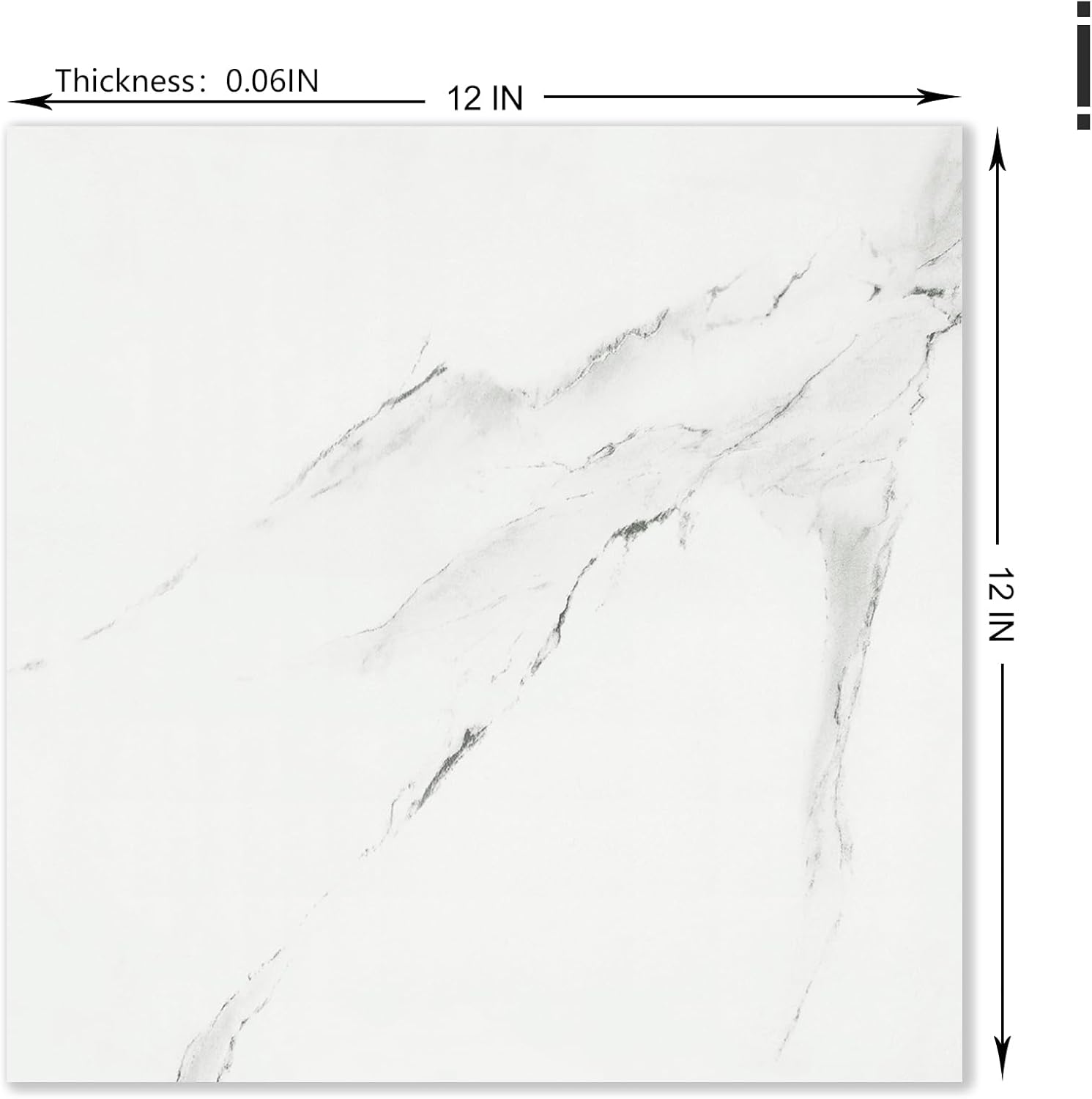 20 Pack Marble Peel and Stick Floor Tile White Waterproof Vinyl Flooring Self Adhesive Ceramic Bathroom Floor Tile Laminate Flooring Sheet for Garage Kitchen Laundry Room Shower Square