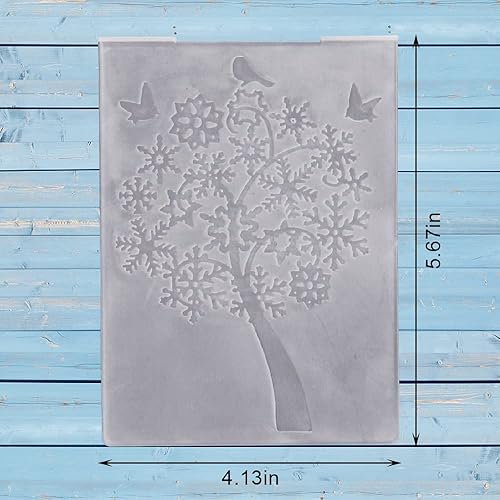 Miniatura 2 de Carpetas de plástico con fondo de árbol para hacer tarjetas, pájaros de copo de nieve, reutilizables, carpetas en relieve para bricolaje, álbumes de