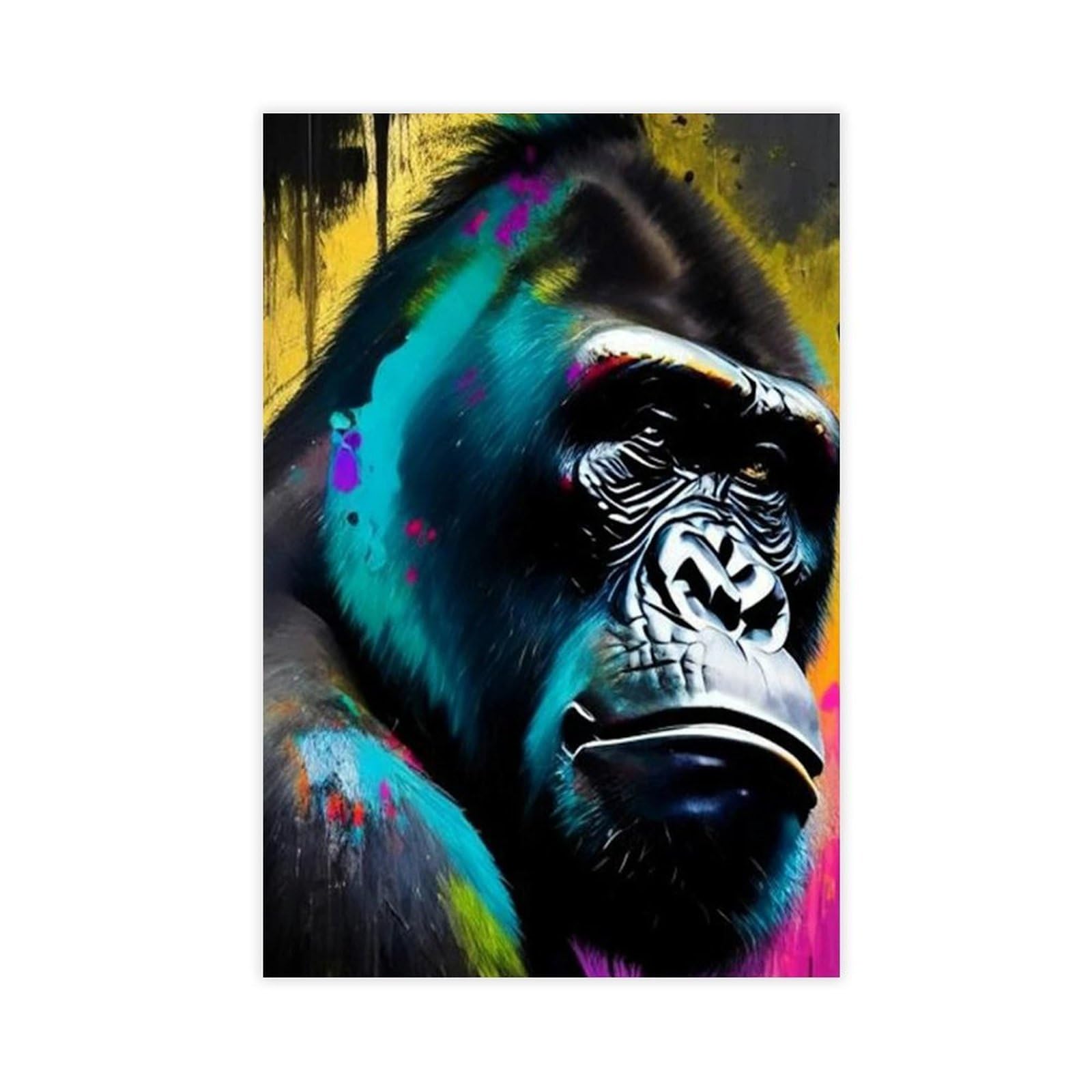 Bareronor Gorilla With Graffiti Poster Canvas Poster Bedroom Decor Landscape Office Room Decor Gift 12" L X 18" W