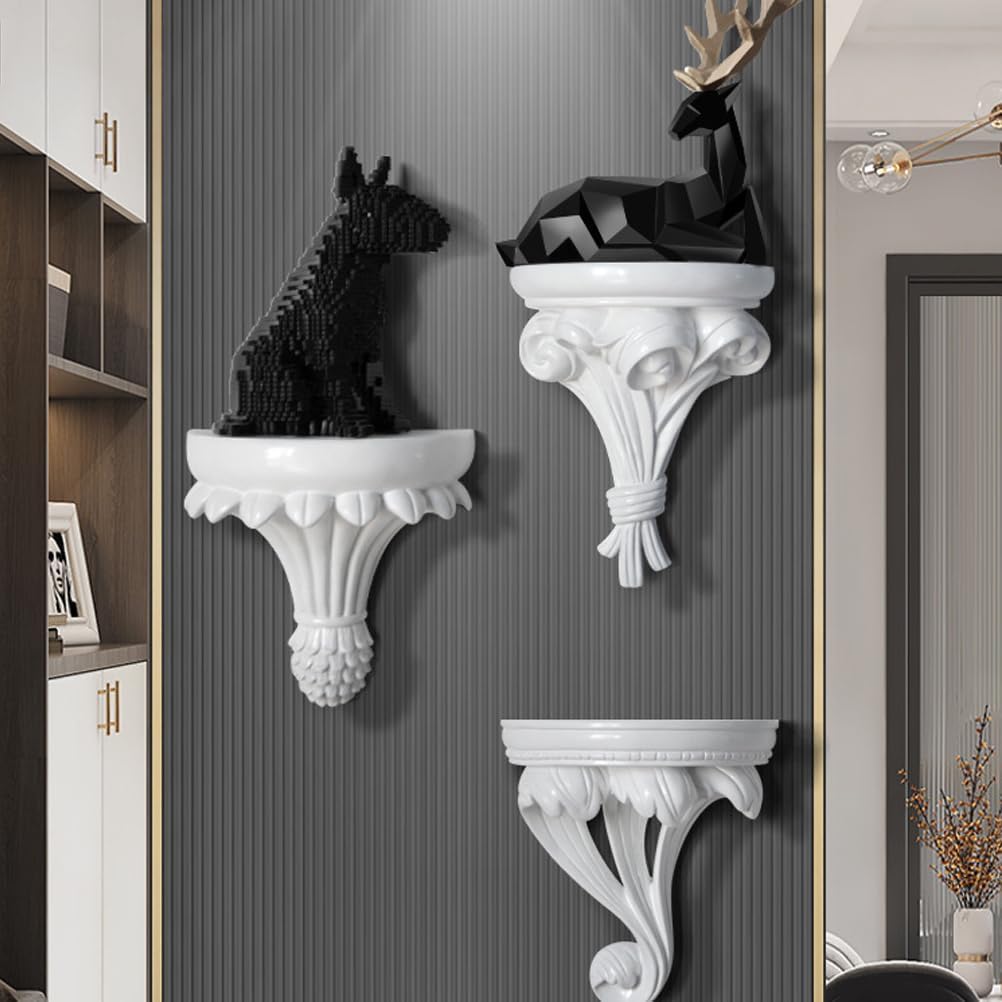 Cabilock Small Victorian Decorative Floating Shelves - Resin Wall Mounted Decor Shelves, Classic Wall Display Organizer, Retro European Style Decorative Rack for Home Living Room Bedroom