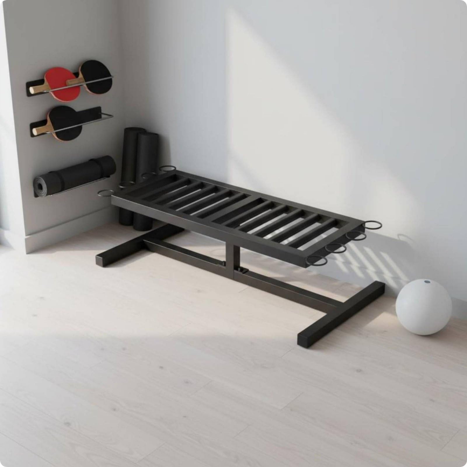 Porta Racchette Pong Mensola Racchette Palline Supporto Espositore Organizer in Ferro per Sistemazione Ordinata E Pronta Adatto Allenamento Garage, style to 1