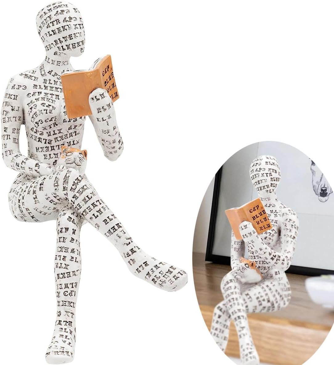 Boolygo Modern Figurines Home Decor – Reading Woman Figurine Sculpture Thinker Statue – Modern Abstract Home Decor for Living Room, Office, Bedroom – Elegant and Aesthetic Decoration (Stlye A)