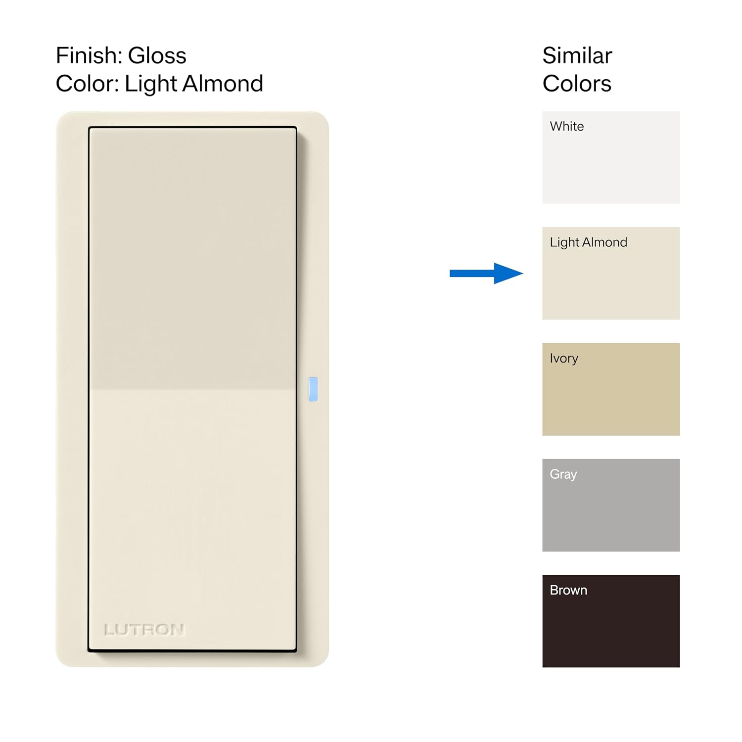 Lutron Pico Paddle Remote for On/Off Control of Caseta Smart Switches/Dimmers, PJ2-P2B-GLA, Light Almond image 2