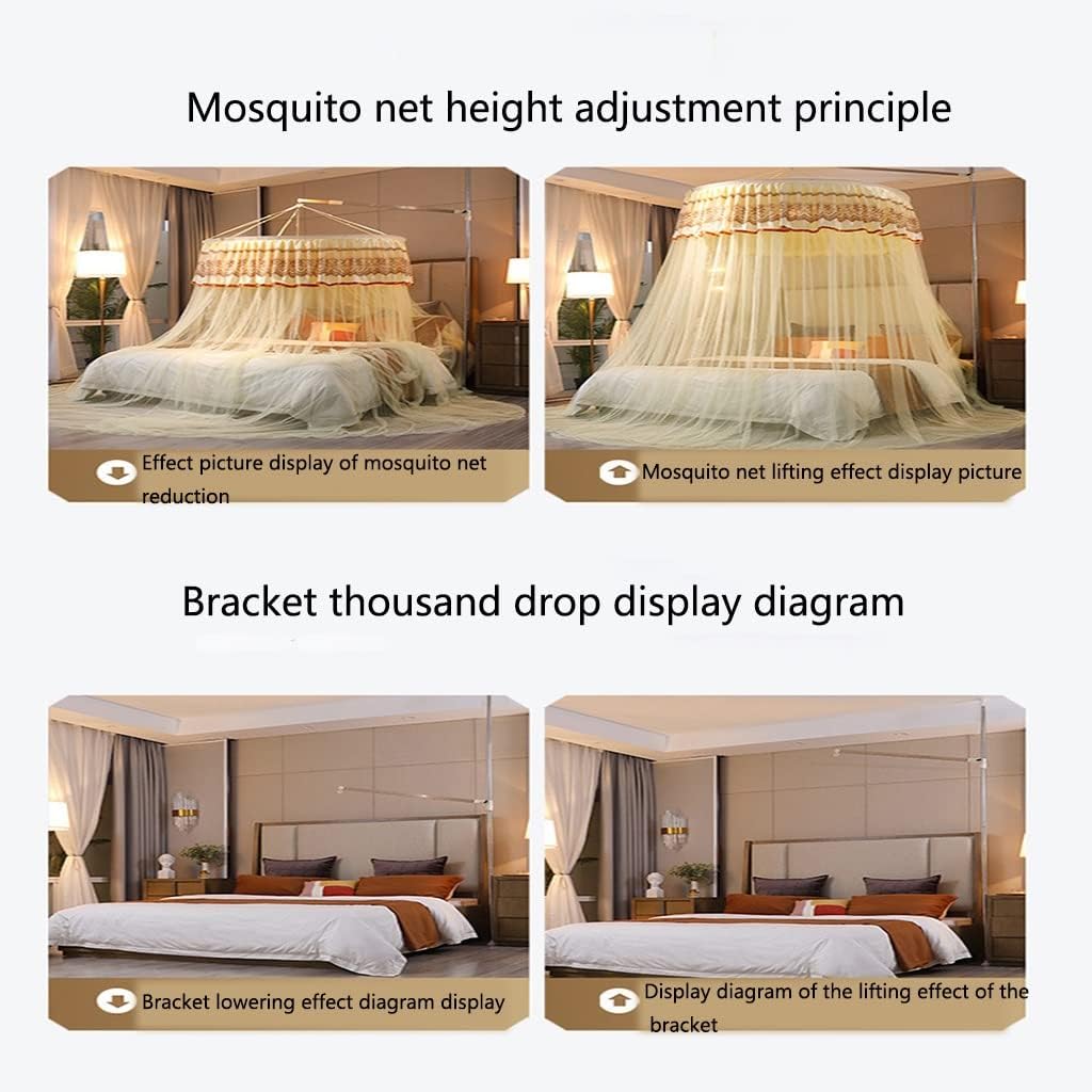 Mosquito Net for Bed Punch-Free Installation Bed Canopy for Girls Hanging Bed Net for Single to King Size Double Beds Ideal for Bedroom Decorative